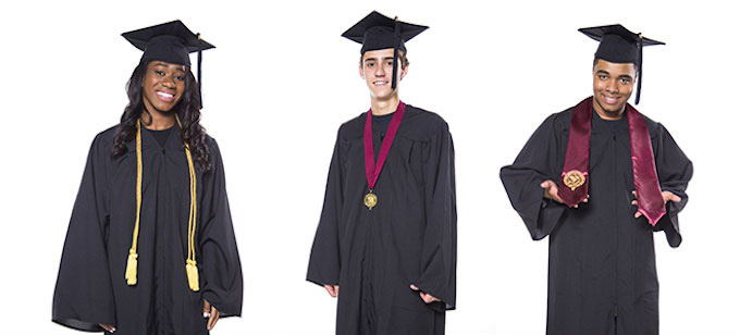 Students wearing grad gear